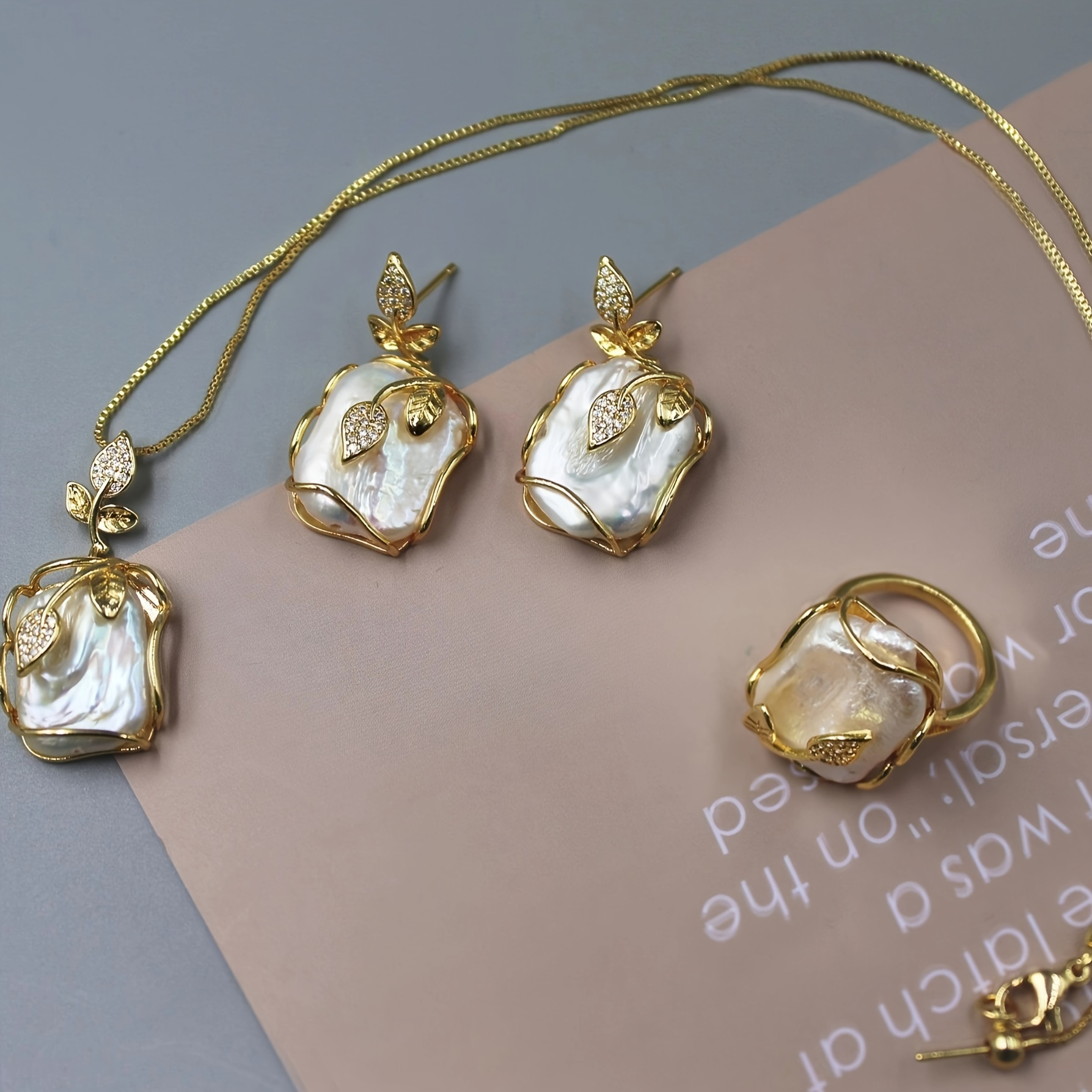 

1 Pair Stud Earrings +1 Pc Necklace Alloy Jewelry Set With Square Freshwater Pearl Design Vintage Elegant Style For Women Gift