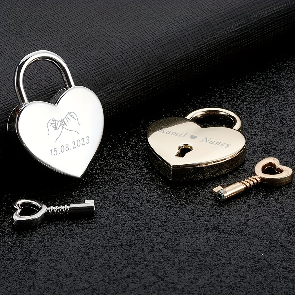 

Personalized Paris Heart-shaped Padlock - Custom Text Engraving, Perfect For Couples' Anniversary & Wedding Gifts, Metal Construction