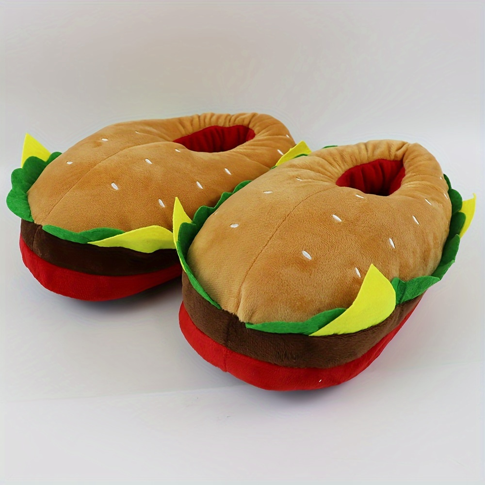 

Unisex Hamburger Plush Cotton Slippers, Cartoon Cheeseburger Design, Cozy Warm Indoor Home Footwear, Slip-on Shoes, All-season Comfort, Hand Washable - North America & European Special Edition