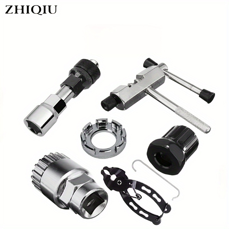 

Zhiqiu 6pcs Bicycle Repair Tool Set, Bike Chain Buckle Pliers, Chain Breaker, Crank Puller, Bike Extractor, Spoke Wrench, Flywheel Removal Kit