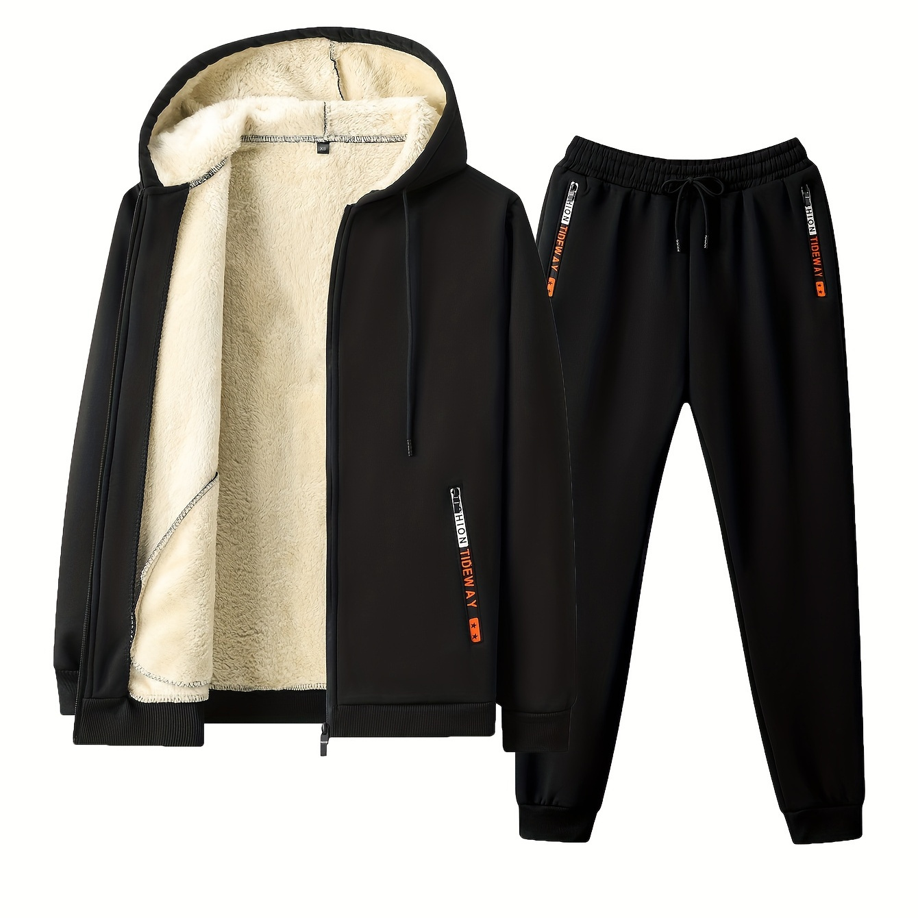

Classic Men's Athletic 2pcs Fleece Lined Tracksuit Set Casual Full-zip Sweatsuits Long Sleeve Hoodie And Jogging Pants Set For Gym Workout Running
