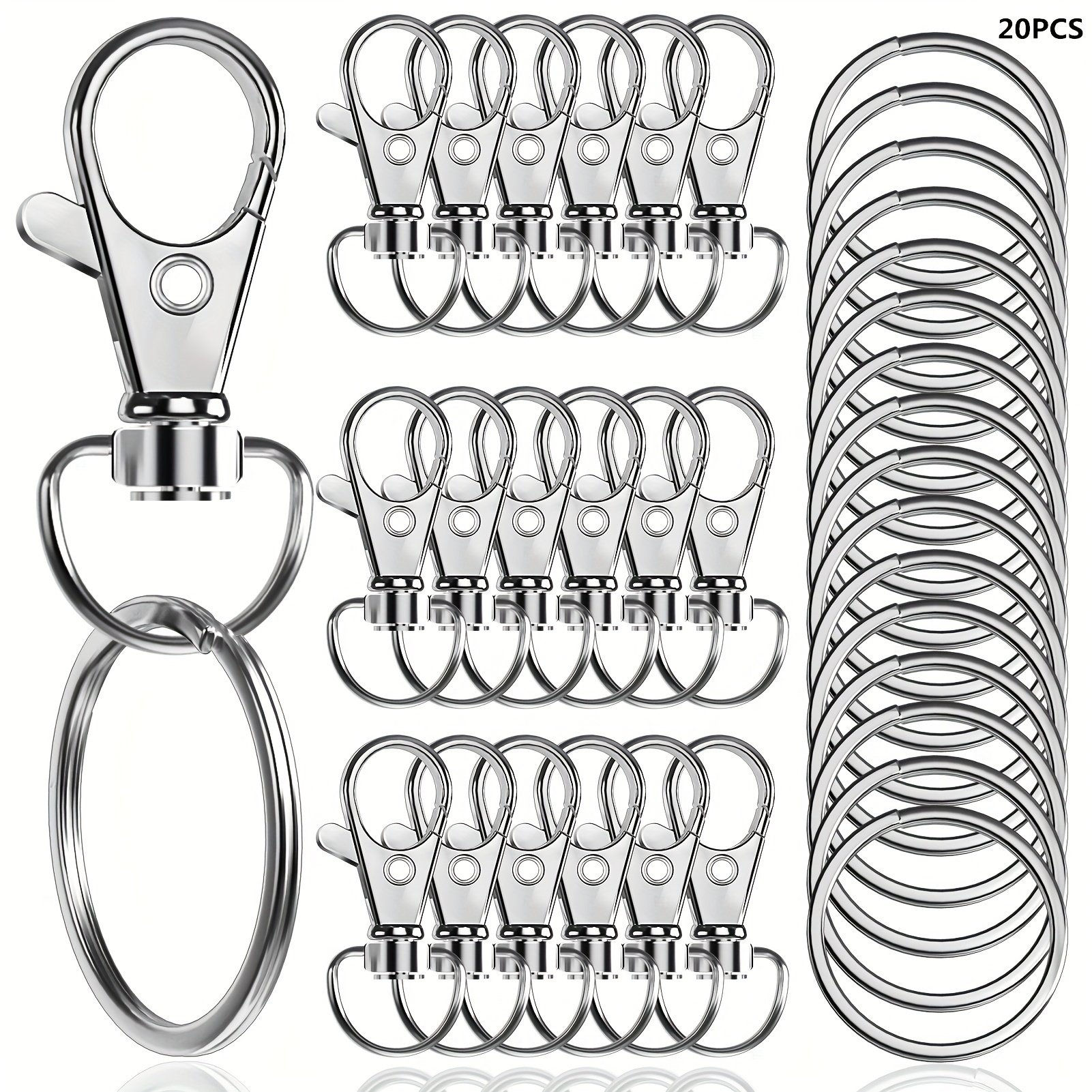 

20pcs Porte-clés à Boucle de Rotative 10pcs Porte-clés 10pcs Bijoux Porte-clés pour Loisirs Créatifs DIY 32mm