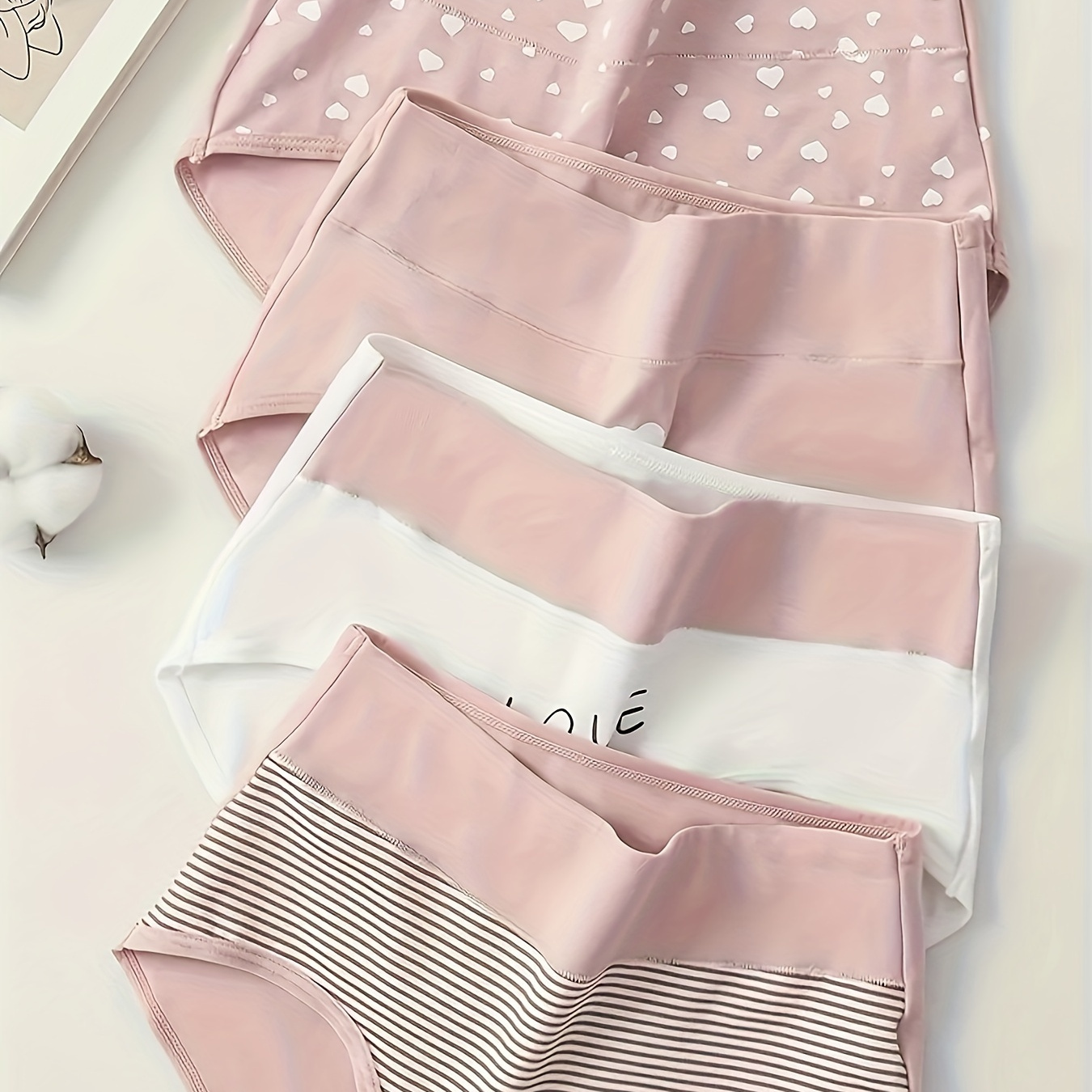 

4pcs Allover Print Color Block Briefs, Cute Comfy Breathable Stretchy Intimates Panties, Women's Lingerie & Underwear