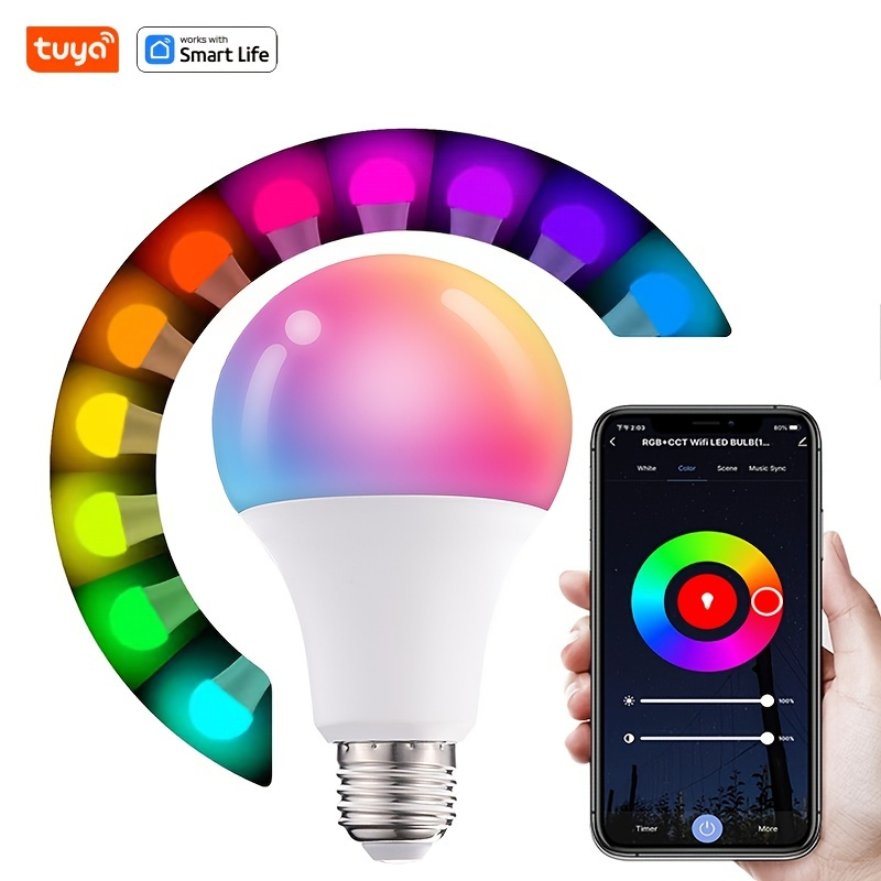 

Tuya Smart , 10w Eu , Short Range Wireless Smart , Works With Tuya Smart&smart Life App, 800lm, 2700k-6500k, Dimmable & Rgb Led Light Buld
