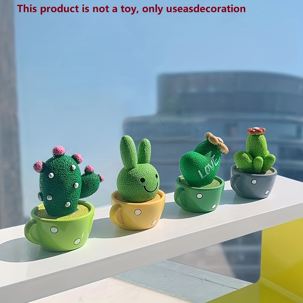 

4pcs Cute Cactus Resin Ornaments, Holiday Decorations, Statues, Small Ornaments, Cake Decorations, High-quality And Affordable Car Interior Decorations, Office Decorations