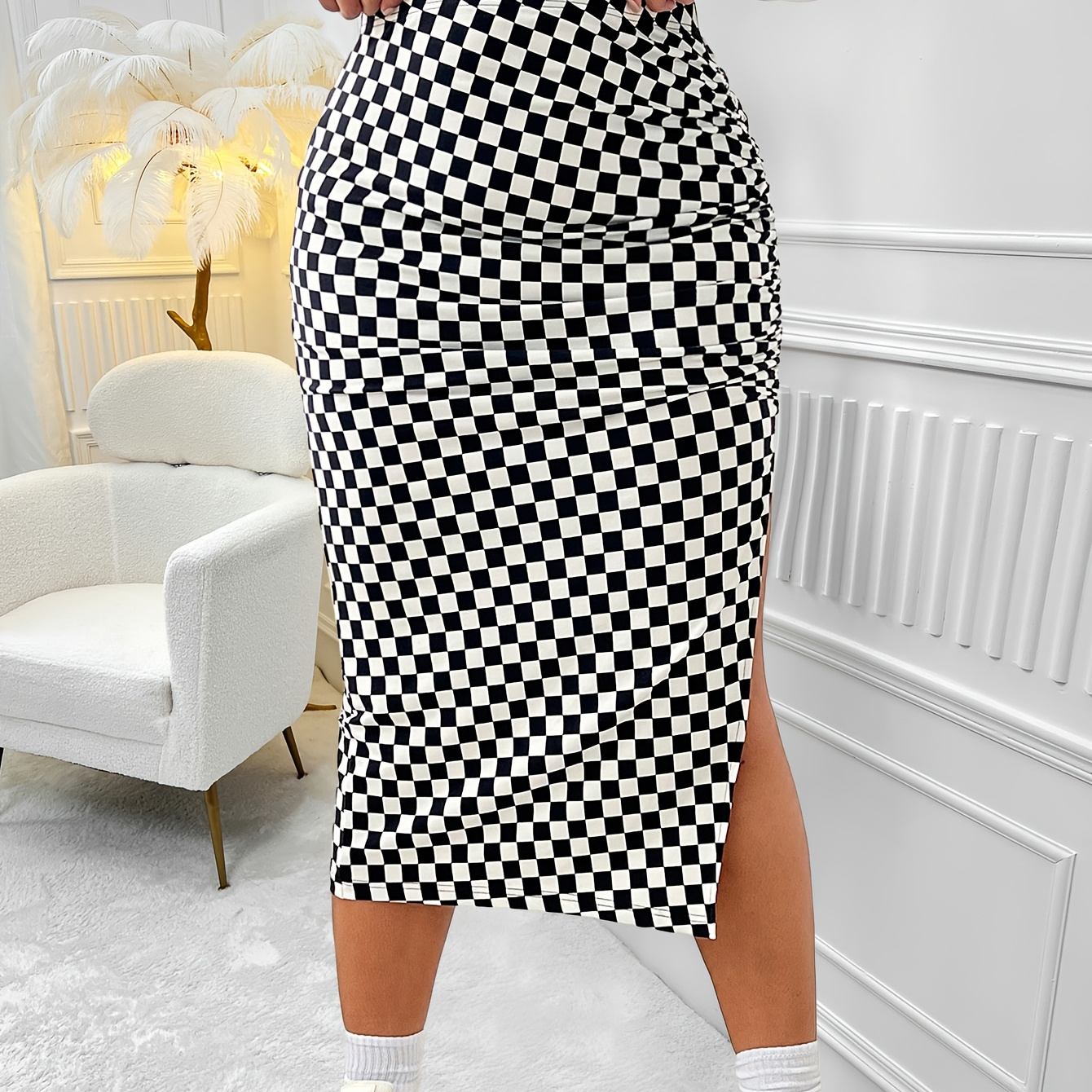 TEMU Plus Size - Plus Size - Women's Midi Skirt