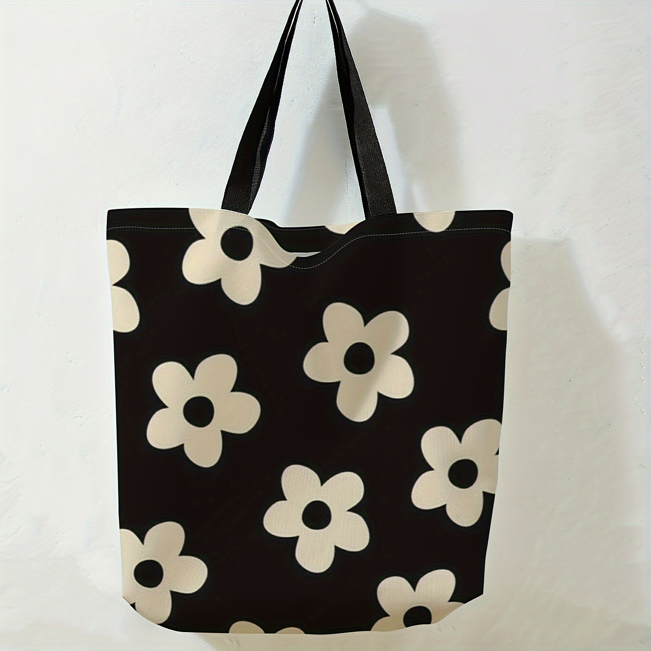 

Floral Print Tote Bag For Women, Large Capacity Canvas Beach Handbag, Reusable Shoulder Grocery Bag, Casual Travel Carryall