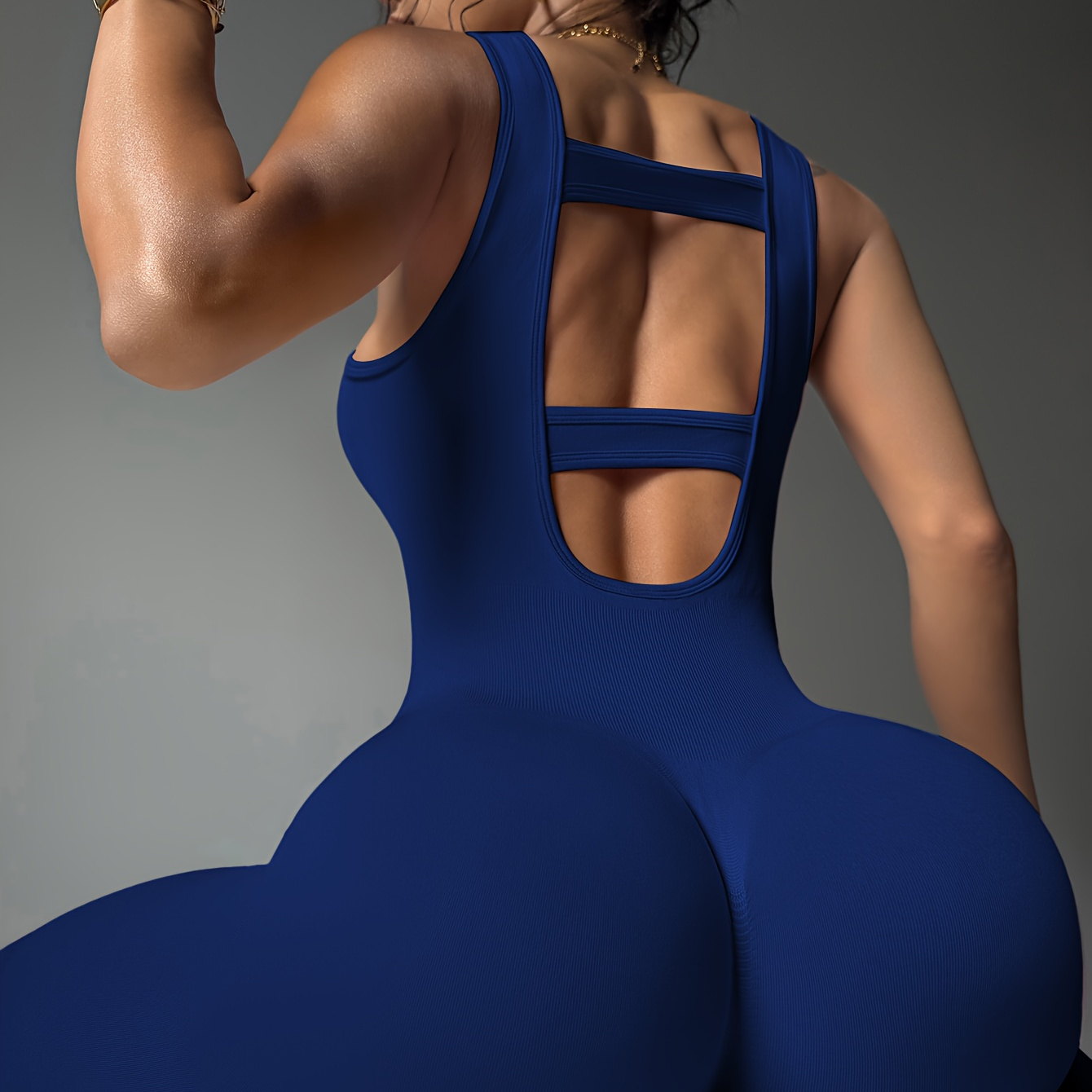 Body Deportivo Casual de Color Sólido para Mujer, Mono de Yoga con Espalda Descubierta y Cuadrado para Ejercicio y Entrenamiento
