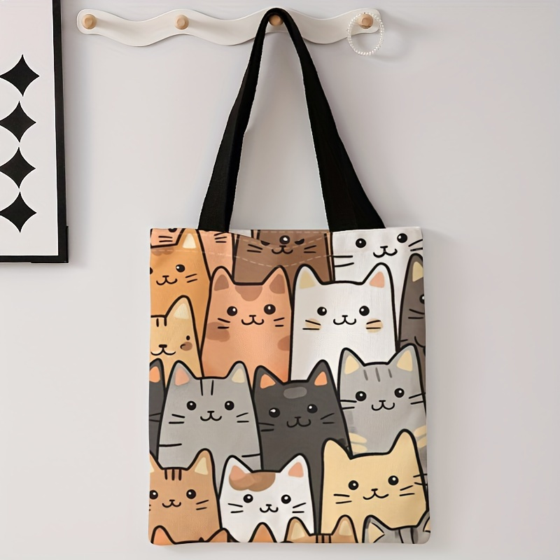 

Cat Tote Bag Shoulder , Reusable Polyester Shoulder Bag, Shopper No-closure, Unlined , Multipurpose