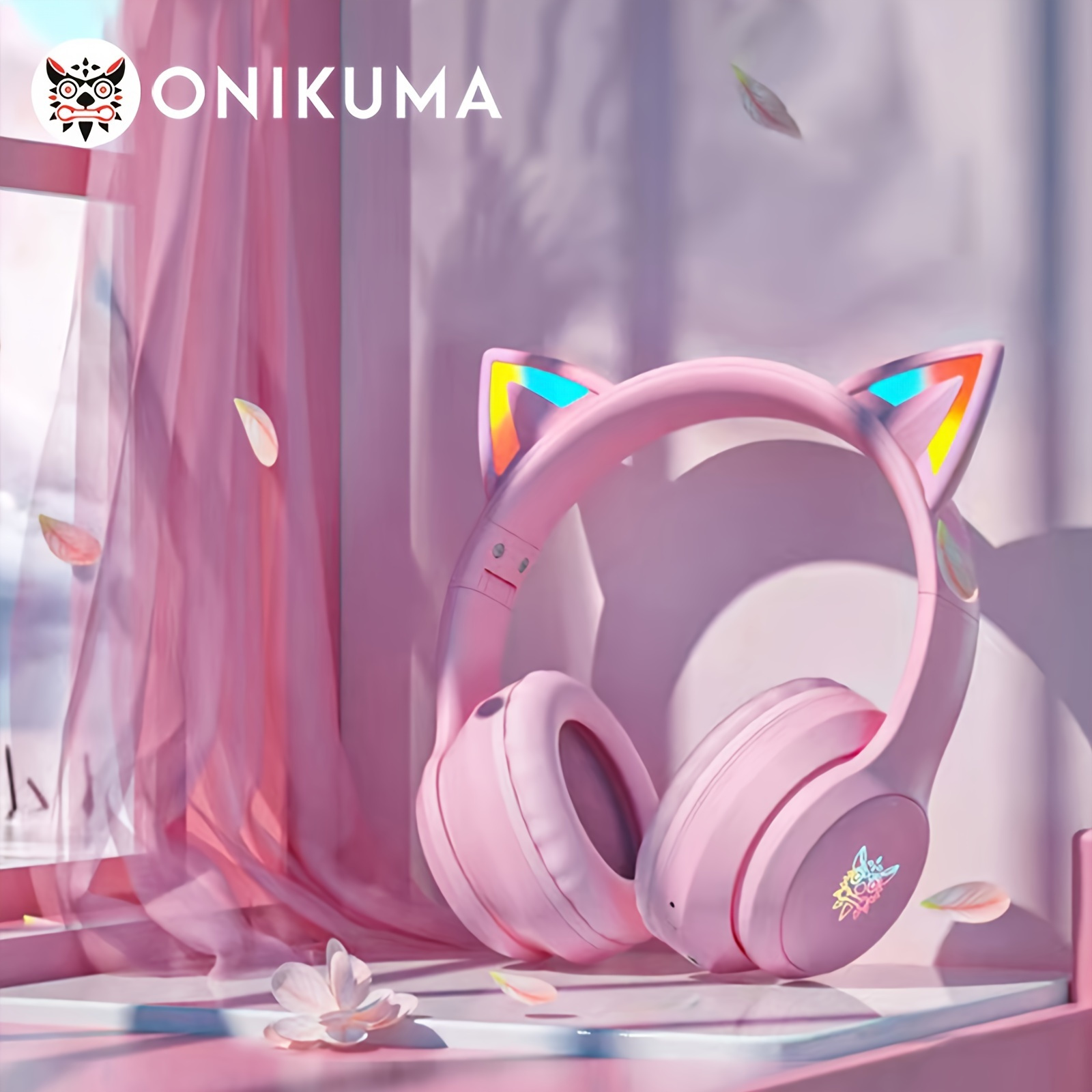 

Onikuma Cat Ear Headphones: Wireless & Wired Mode, Foldable, Rgb Led Light & Mic - Compatible With Mobile Phones & Tablets!