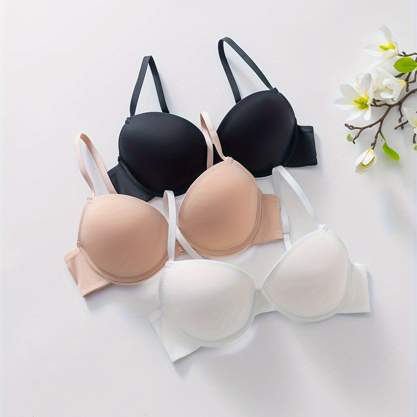 

3pcs Simple Bra, Comfy & Breathable Bra, Women's Lingerie & Underwear