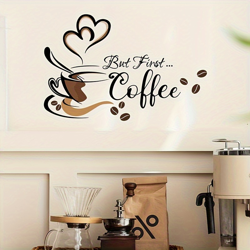 

Chic Coffee Cup Wall Decal - Self-adhesive, Removable Pvc Sticker For Kitchen & Cafe Ambiance Enhancement