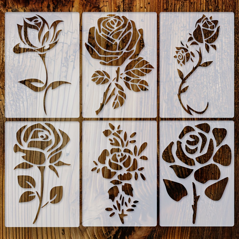 Rose Stencil Templates Large Flower Leaves Stencil Bloom Floral Pattern  Reusable Square Plastic Painting Stencils Sign for Scrapbooking Card Making