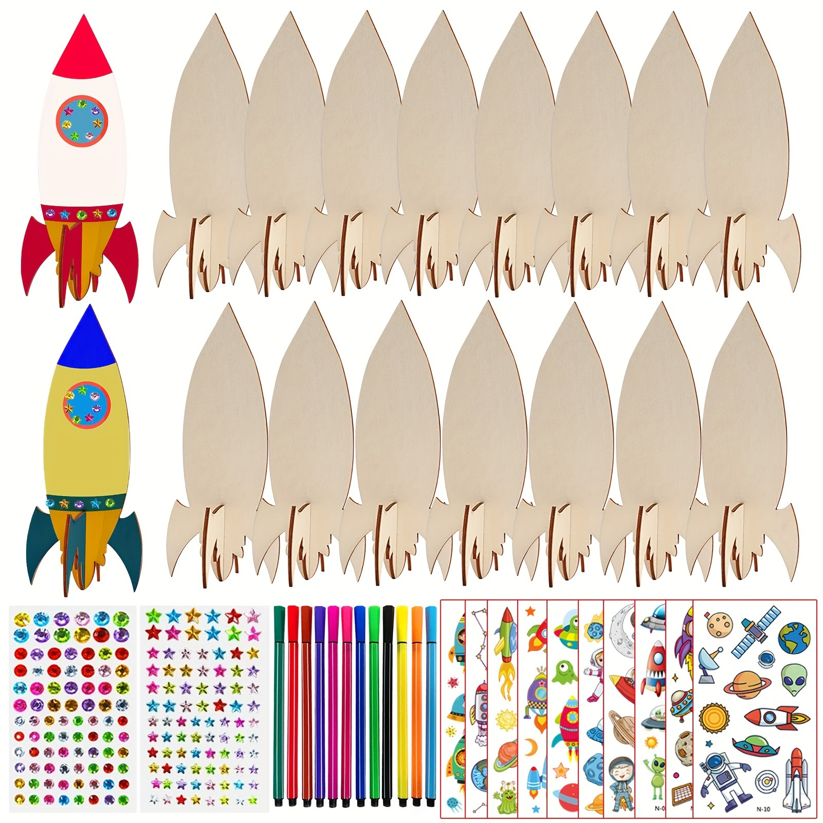 

[top-] 231pcs Wooden Crafts Set, 's Wooden Crafts, 's Crafts Set, 's Crafts, Including 15 Wooden , 202 Rhinestones, 12 Pencils, 2 , Suitable /boys Diy