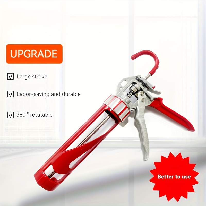 

1pc Caulking Gun, Manual Glass Glue Gun With Automatic Glue Cutting, Labor-saving Adjustable Stroke, Durable Metal Construction For Home Renovation Projects, 360° Rotatable Design