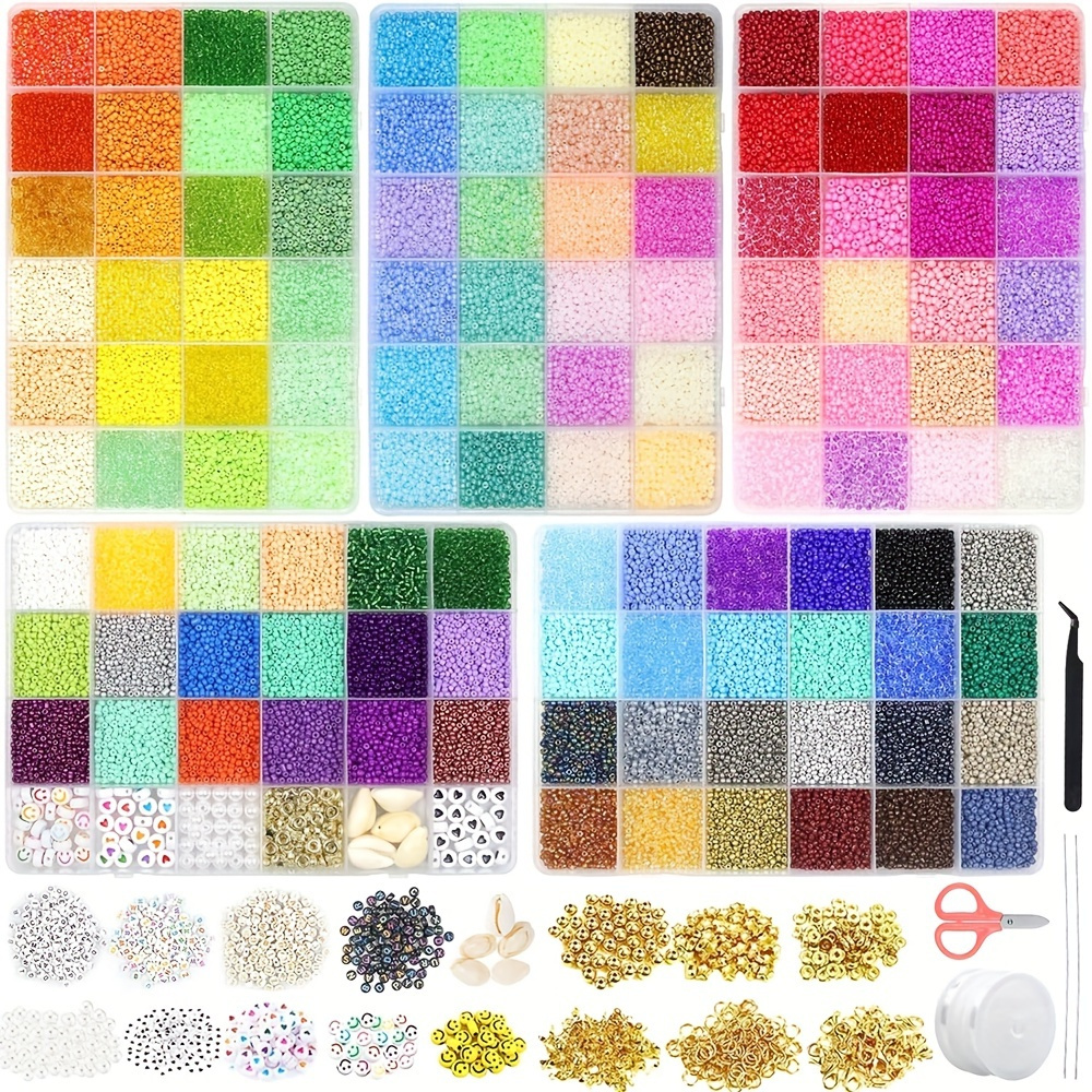 

114 Seed Bead Making Kit, 2mm47880pcs, 3mm28500pcs, 4mm12540pcs Seed Bead Making Kit, Containing Letter Beads And String, For Bracelet Diy Making Beads