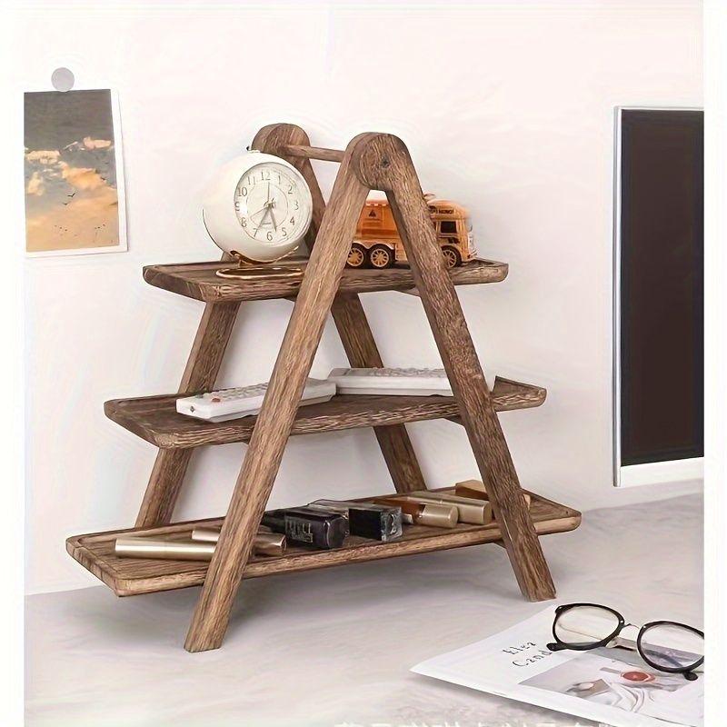 

Vintage Wooden 3-tier Storage Rack: Kitchen, Bathroom, Or Office - No Power Required