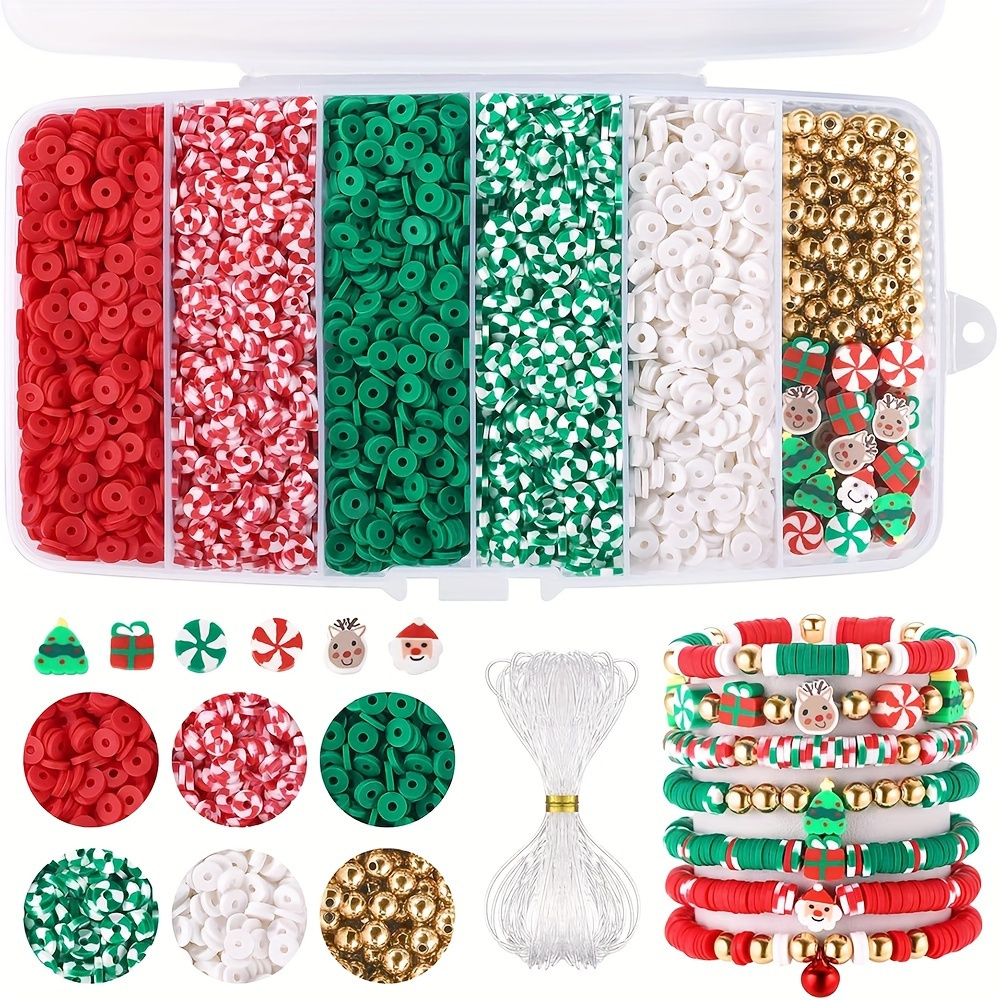 

Kit de Fabrication de Bracelets de Noël de 5100 pièces - Perles en Polymère et Acrylique de 6mm, Breloques Festives pour Bijoux DIY et Bracelets d', Fournitures pour la Fabrication de Bracelets