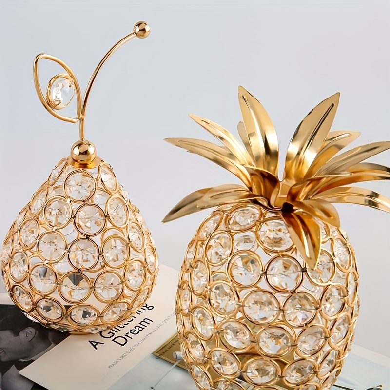 

Elegant Handcrafted Crystal Beaded Pineapple Sculpture - Sparkling Style Artificial Fruit Centerpiece For Dining Table, Ideal For Home Decor, Weddings, Parties & Festivals