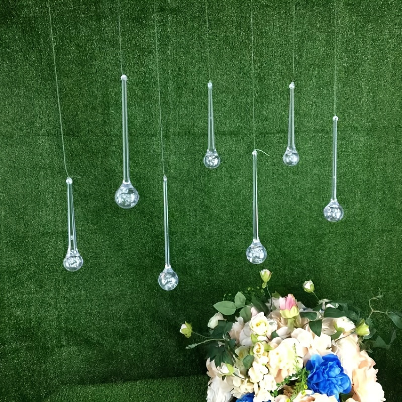 

10pcs Style Acrylic Drop Pendants - Hanging Decorations For Weddings, Birthdays, - Themed Finials For Holiday Celebration And Decor - Transparent Water Drop Ornaments For & Event