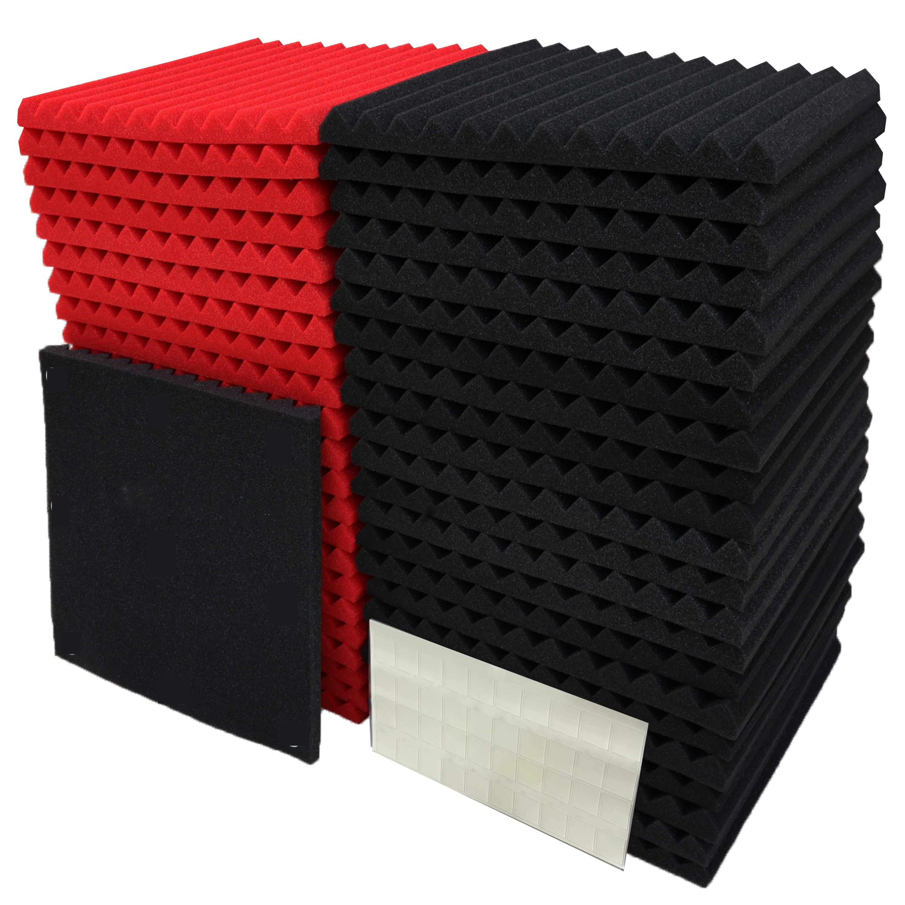 

50pcs Panneaux Muraux Acoustiques en Noir et Rouge 30cm x 30cm x 2.5cm pour Studio Acoustique 50pcs Instruments de Musique Noir et Rouge·····Matériaux d'Isolation Phonique pour Enregistrement