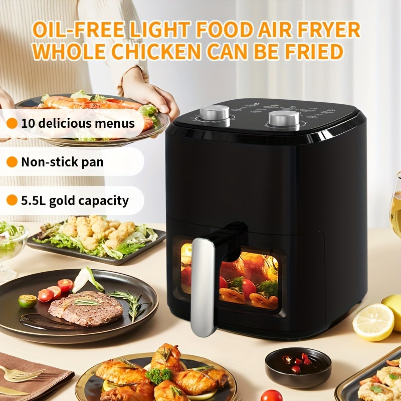 1pc 220v 1300w Visible Air Fryer For Home With Smart 5.5l Capacity,  Automatic Intelligent Potatoes Baking Machine