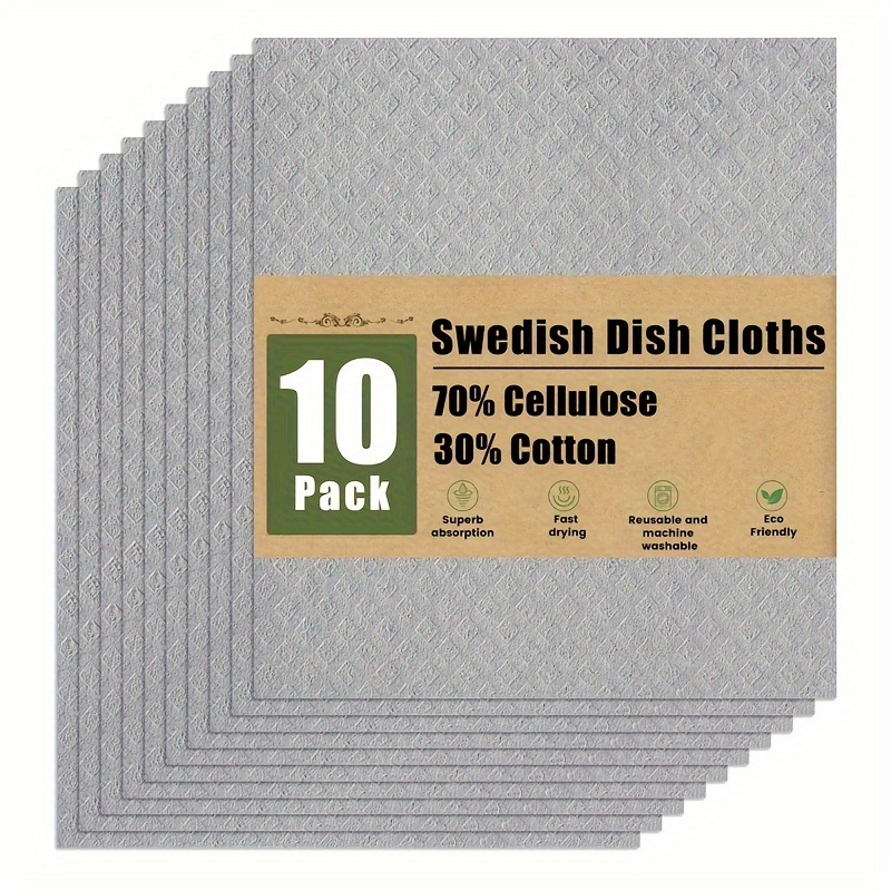 11Pack Kitchen Dish Cloths, Reusable Dish Towels, Nonstick Oil