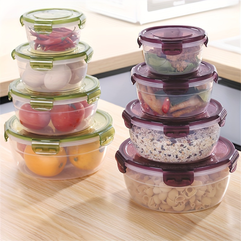 

4-piece Set Food-safe Polypropylene Storage Containers - Round Reusable Flip Top Boxes For Microwave, Freezer - Multipurpose Hand Wash Only, No Electricity Needed - For Fruits, Meals, And More