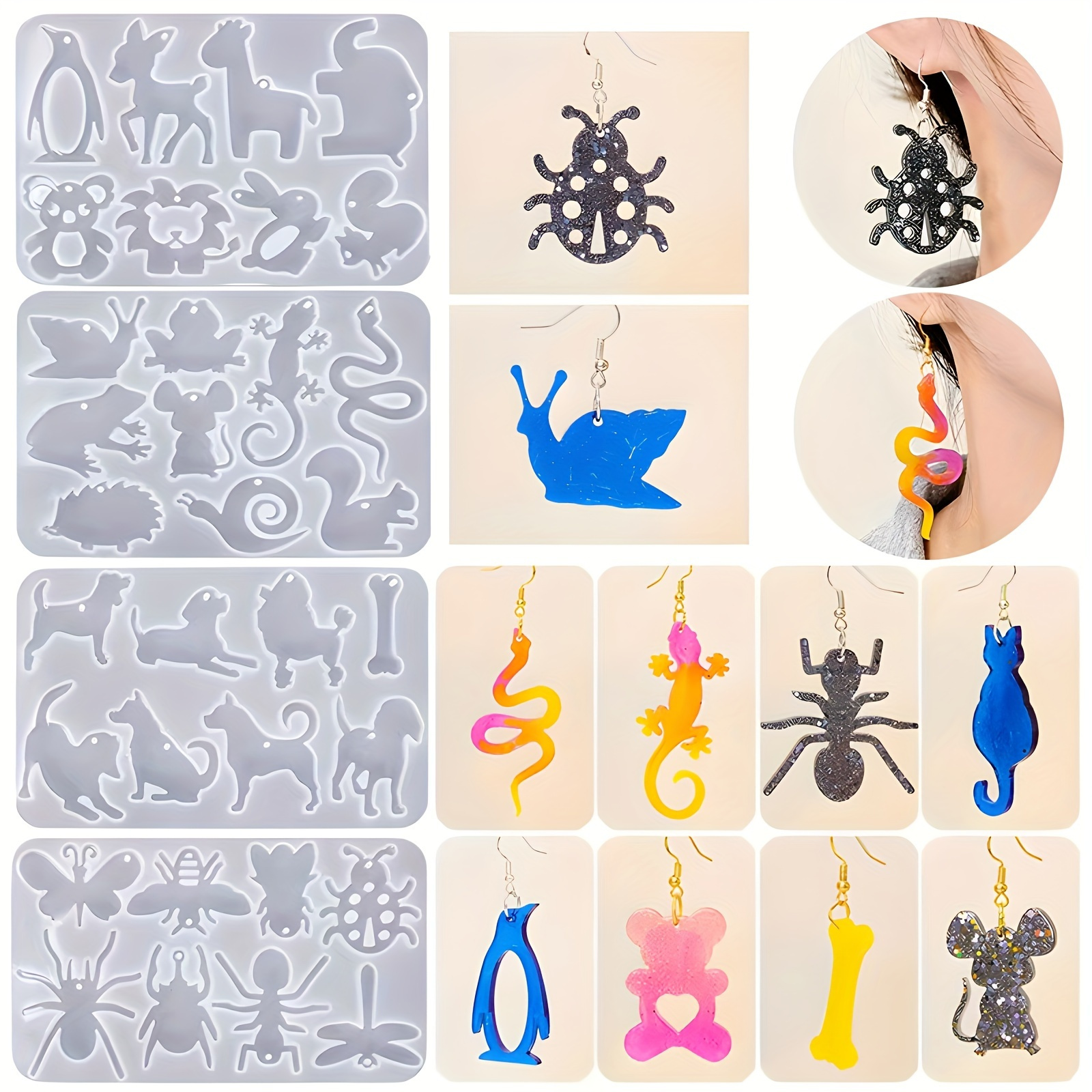 

1pc Animal Theme Pendant Silicone Mold Resin Casting Mould With Hole Diy Jewelry Earring Making Ornaments Art Craft Decoration