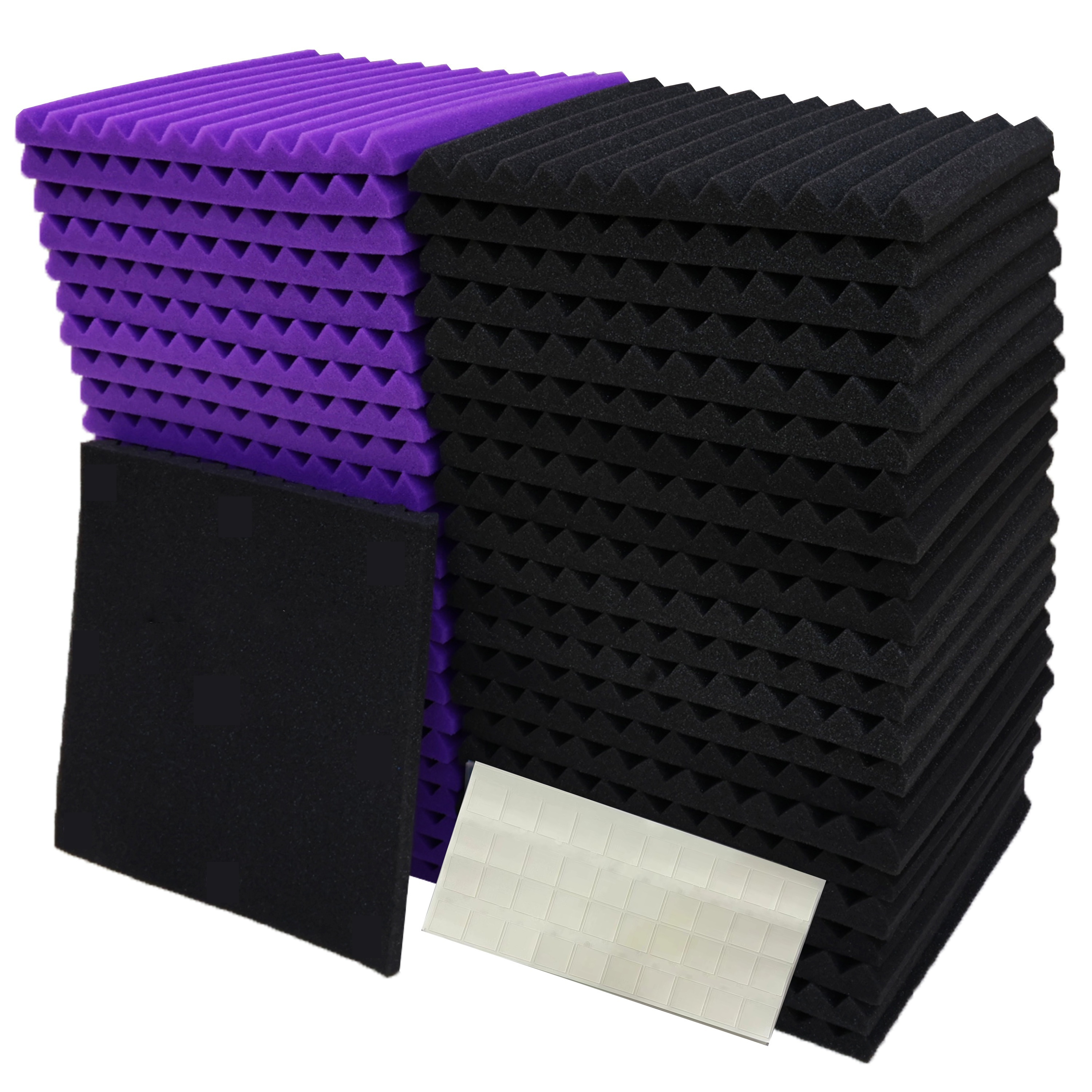 

Vibuilt 50pcs High-density Panels In Black & Purple, 12"x12"x1" Sound Absorbing Wall Tiles For Studio Recording And Musical Instruments