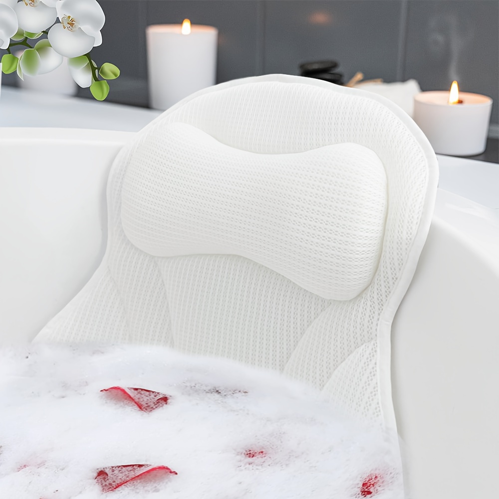 

Spa Bathtub Headrest Pillow, With Suction Cups, Non-slip Cushion Bath Tub For Neck Back Household Bathroom