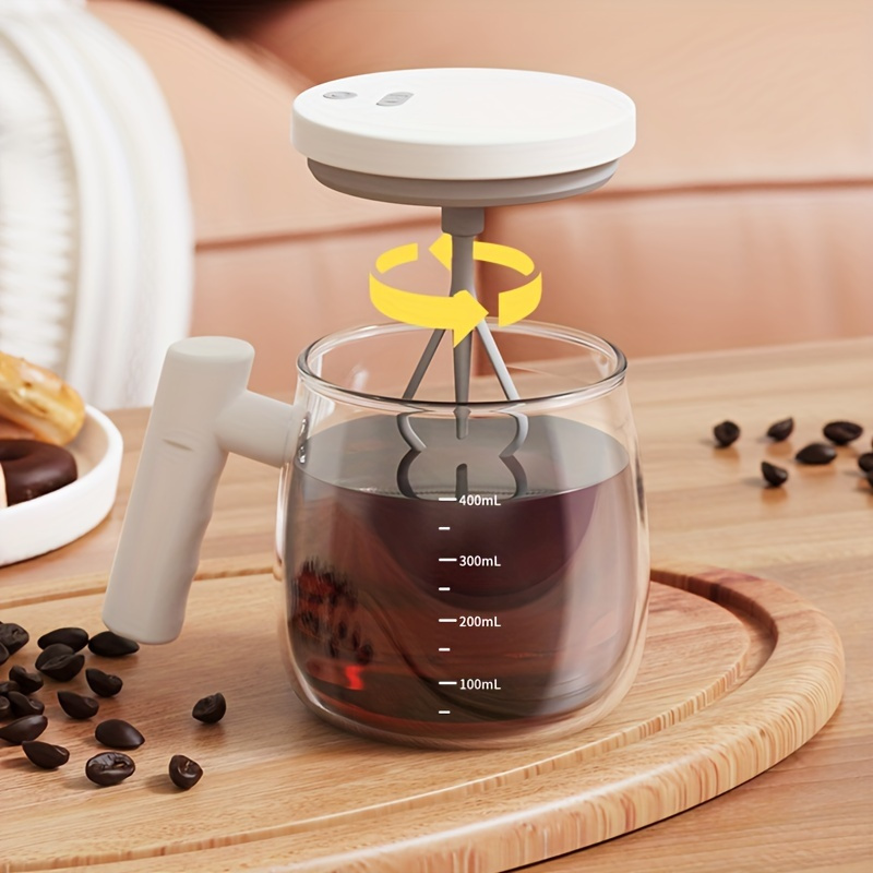 

13.53oz Automatic Mixing Glass Cup, Electric Mixing Cup Self Mixing Coffee Cup Glass Cup Mixing Coffee Cup Rotating Home Office Travel Mixing Cup Suitable For Coffee/milk/protein Powder