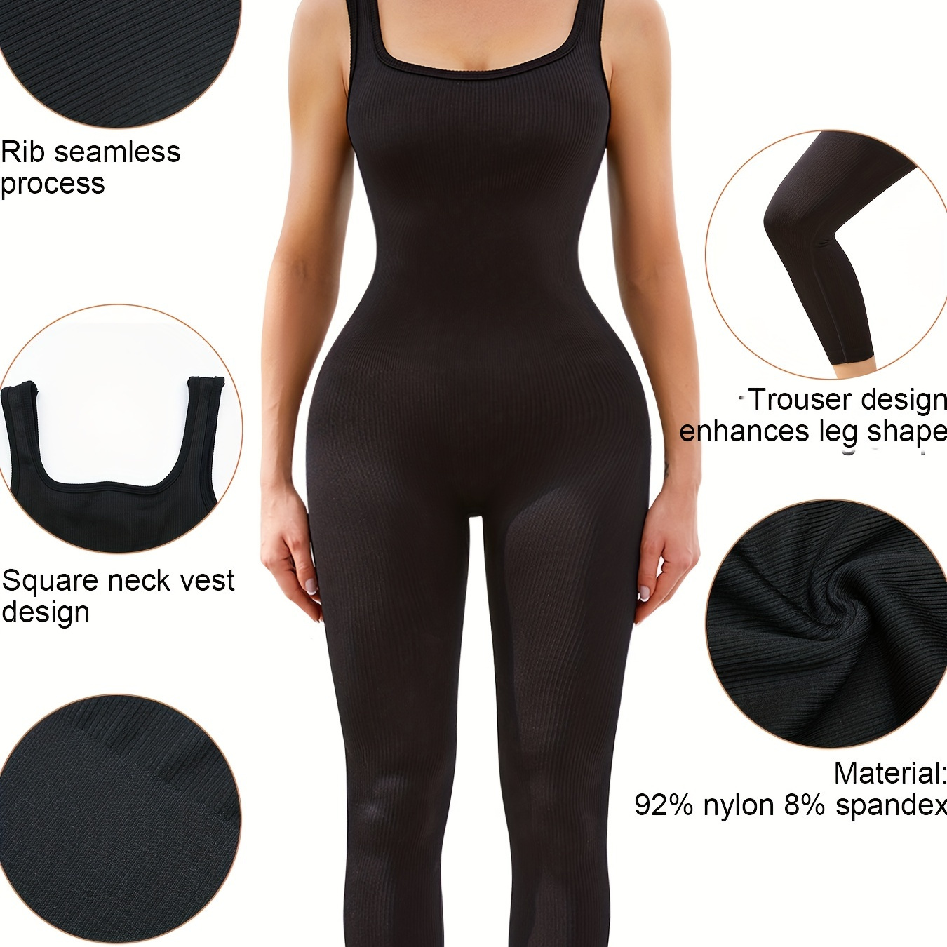 Sleeveless Ribbed Jumpsuit Slimming Tummy Control Yoga - Temu