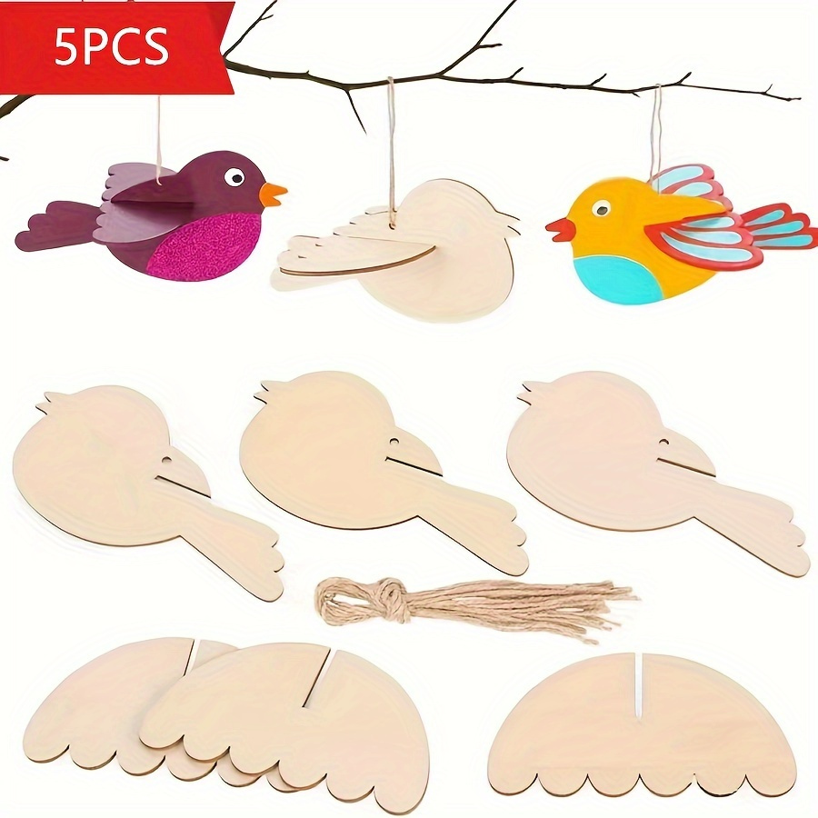 

5pcs Diy 3d Wooden - Paintable Easter & Decorations, - Ornaments For Christmas, &