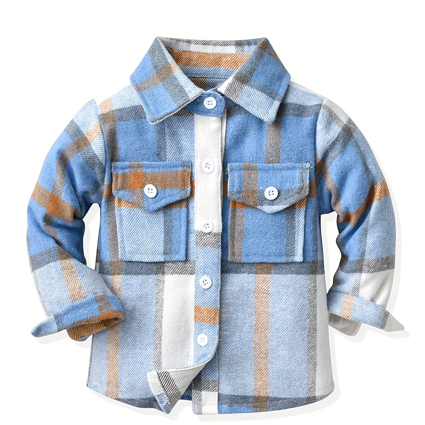 

Little Kids Plaid Jacket Stitching Color Long Sleeve Button Down Flannel Preppy Shirt Autumn Coat Outwear For Kid