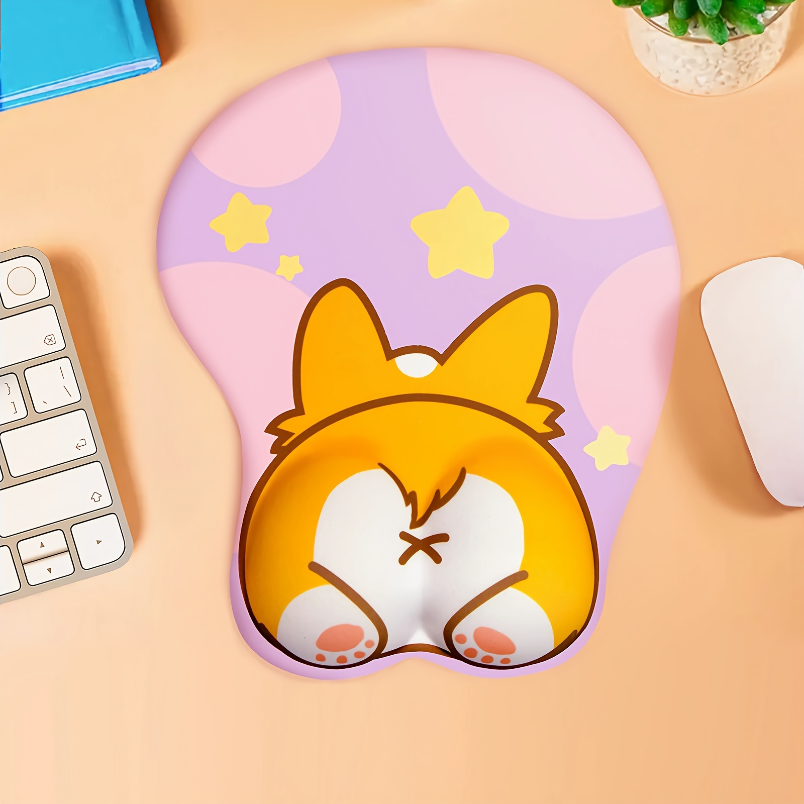 HAOCOO Ergonomic Mouse Pad with Wrist Support,Non-Slip Backing Corgi Anime  Cute Gel Mouse Pad Wrist Rest, Easy-Typing and Pain Relief for Gaming
