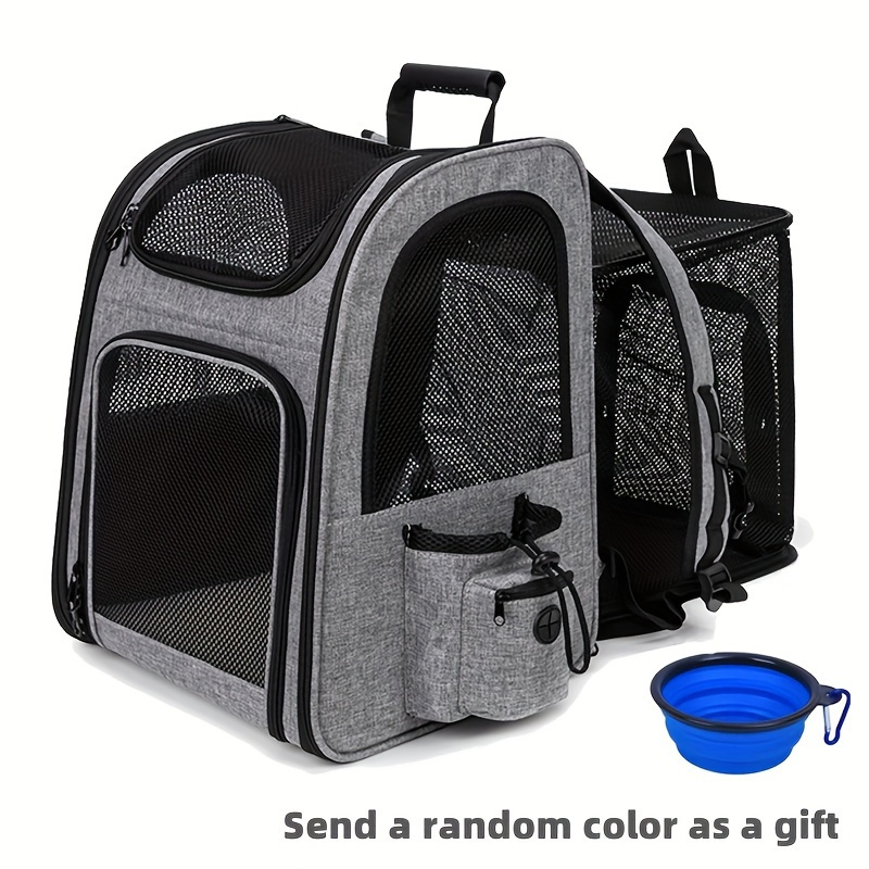 

Expandable Large-capacity Pet Backpack - Portable, Foldable & Breathable Dog/cat Carrier With Zip Closure And Oxford Fabric