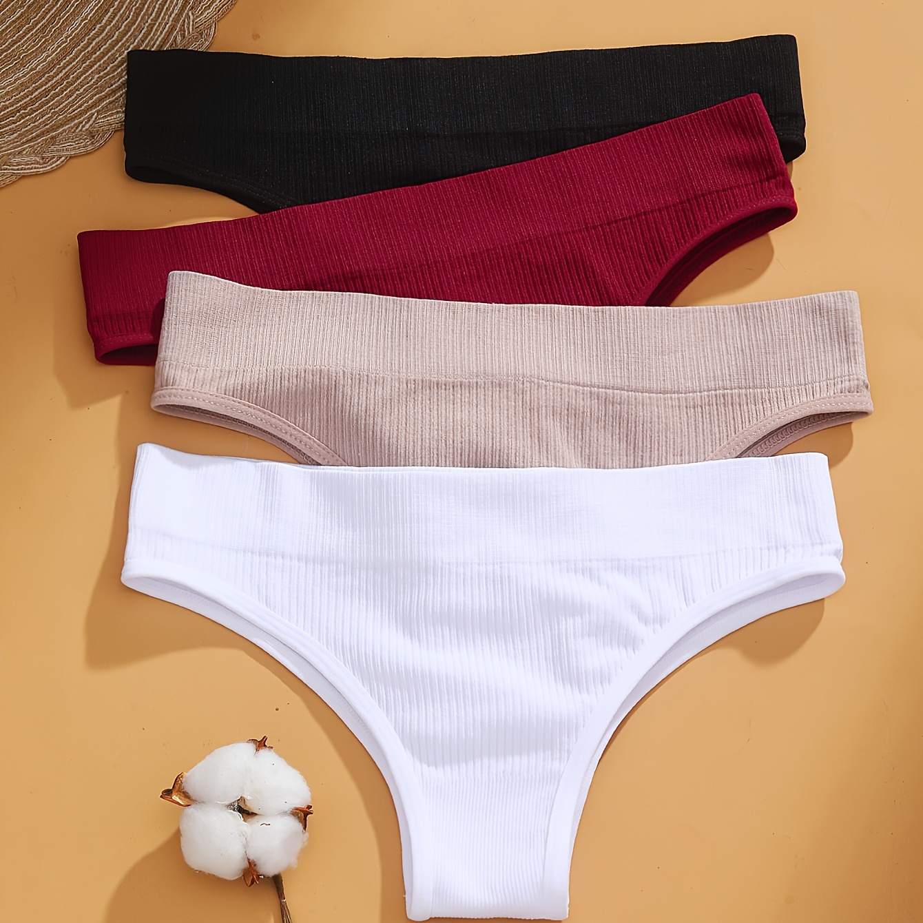 

Slips solides sans couture 4 pièces, culottes intimes simples, confortables, respirantes et extensibles, Lingerie et sous-vêtements pour femmes