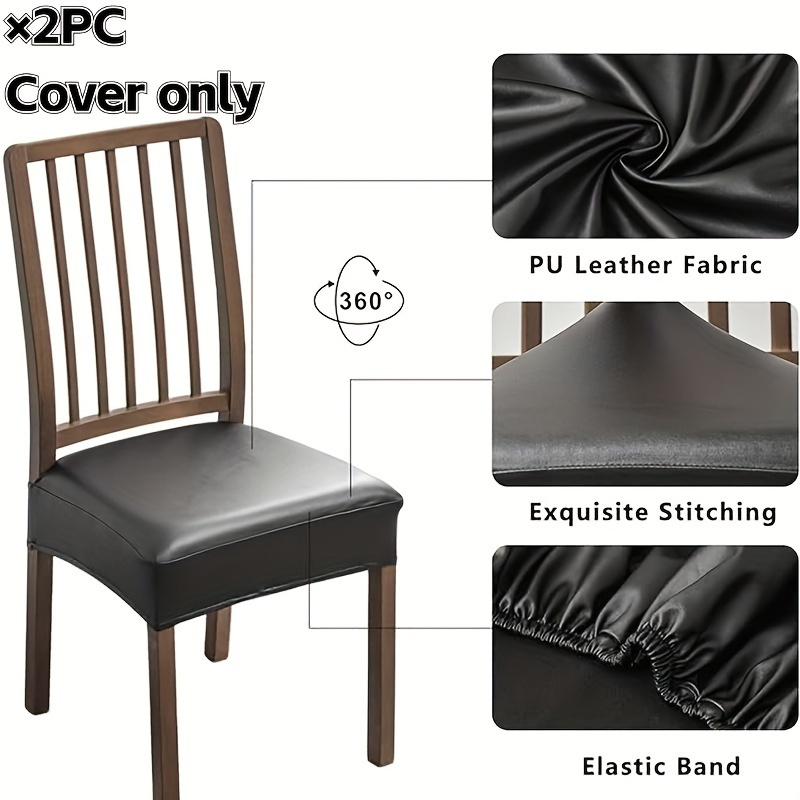 

Classic Waterproof Chair Slipcovers With Drawstring Closure, Set Of 2, Pu Leather Elastic Chair Covers, Easy Care Machine Washable, Perfect For Home, Hotels, And Restaurants