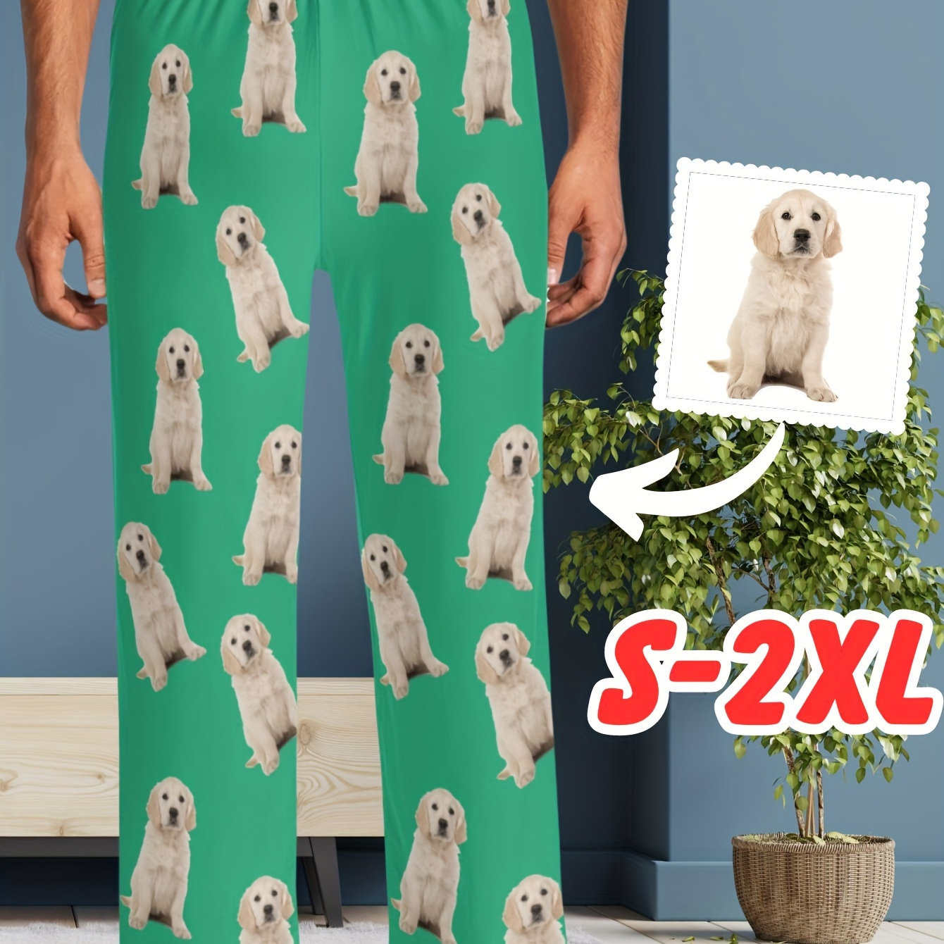 

Custom Pajama Pants, Personalized Sleepwear Pajama Pant For Boyfriend Husband, Customized Pet Photo Funny Pattern Print Fashion Novelty Pants Comfy Breathable Pants Family Men Adult Holiday Gifts