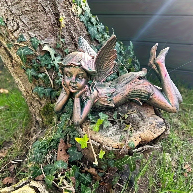 

1pc Woodland Laying Down Fairy Ornament, Garden Fairy Statue, Fairy Gifts, Fairy Sculpture, Pond Ornament, Mythical Figure, Lawn Ornament, Yard Art Decor