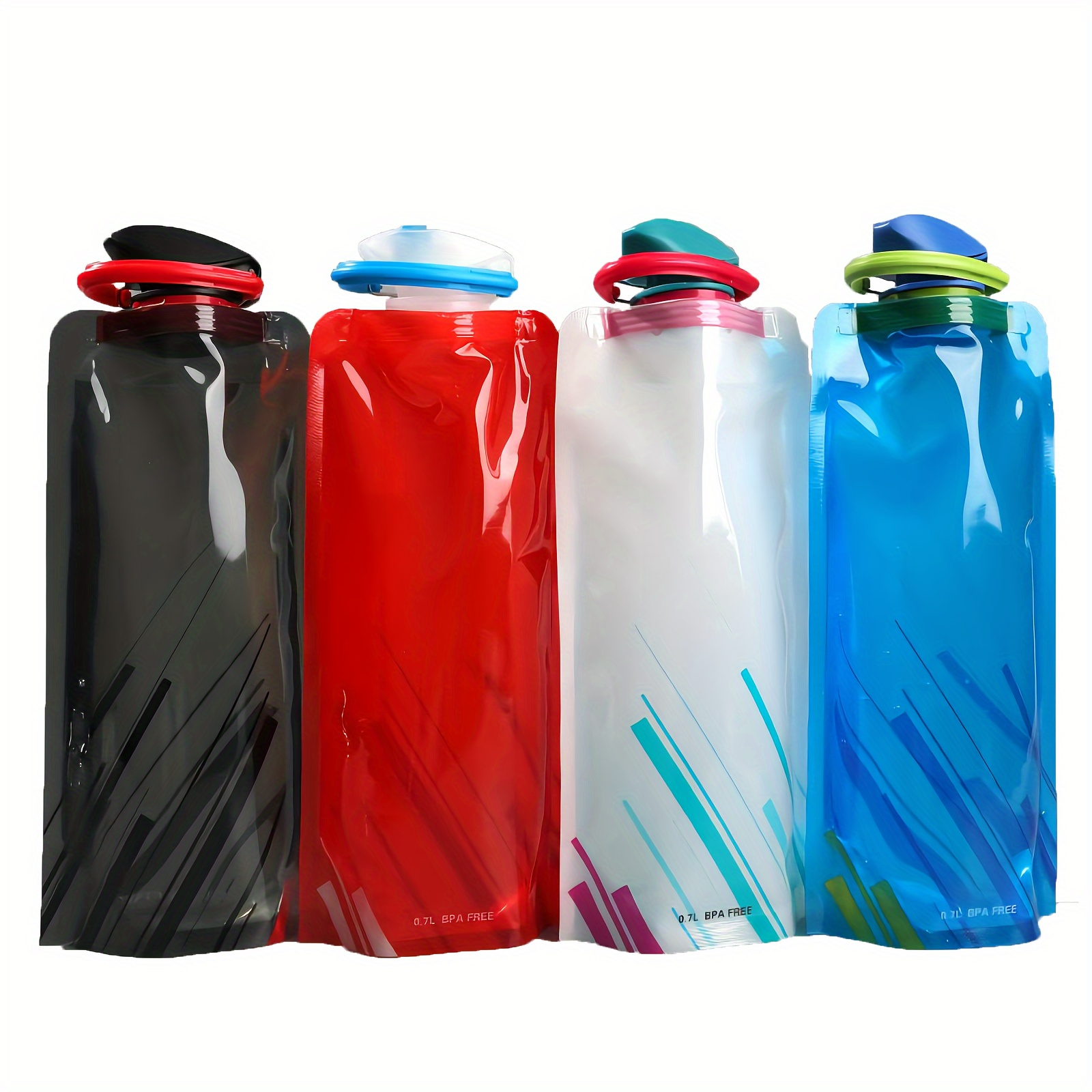 

4pcs 700ml/23.67oz Portable Foldable Water Bottle, Collapsible Water Cup With Carabiner Clip, Suitable For Running, Cycling, Outdoor Hiking, Camping, Adventure