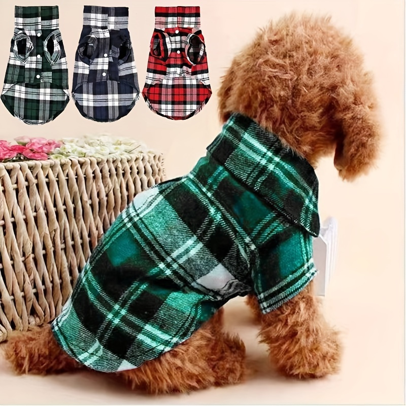 

Small Dog And Cat Puppy Plaid Shirt, Suitable For Yorshire Terrier, Chihuahua，miniature Poodle