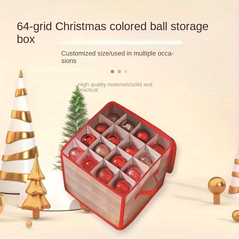 

1pc 64 Grids Corrugated Inner Grid Christmas Colored Ball Storage Box, Clothing And Miscellaneous Items Sorting Box, Pp Christmas Colored Ball Storage Box