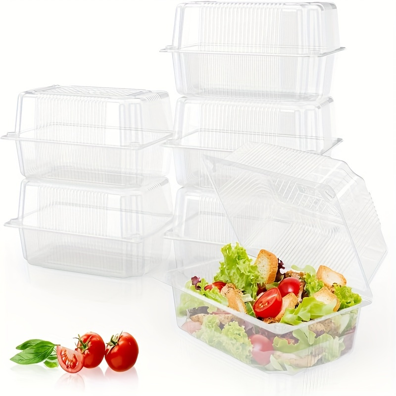 Disposable Plastic To Go Containers with Clear Lids (50 Pack) Fancy Hinged  Top Square Clamshell Food Boxes for Take Out, Home Party Togo Clam Shell