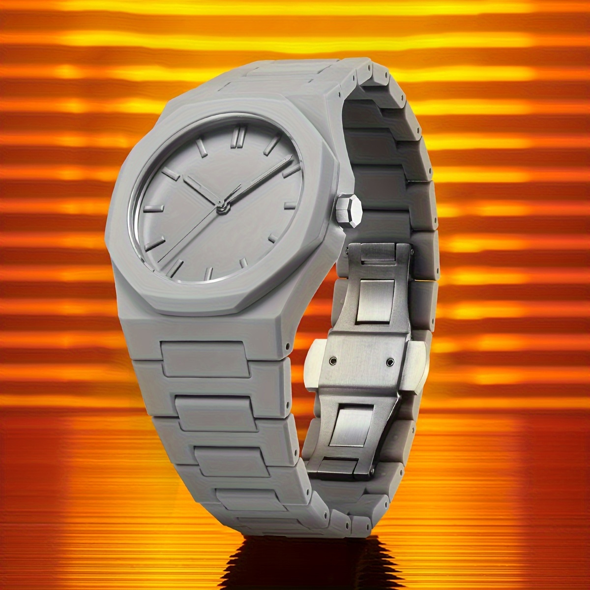 

Business Style Men's Grey Quartz Watch With Round Dial, Non-waterproof, Electronic Drive, Tpu & Plastic Strap - Simple Fashion Wristwatch With Polycarbonate Case