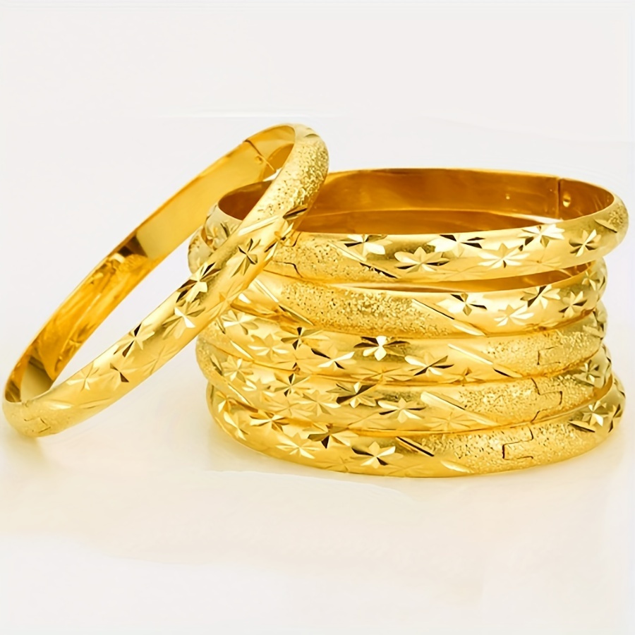 

6pcs Classic Bangles Retro Carving Traditional Engagement/ Wedding Decor Perfect Gift For Female Dupes Luxury Jewelry