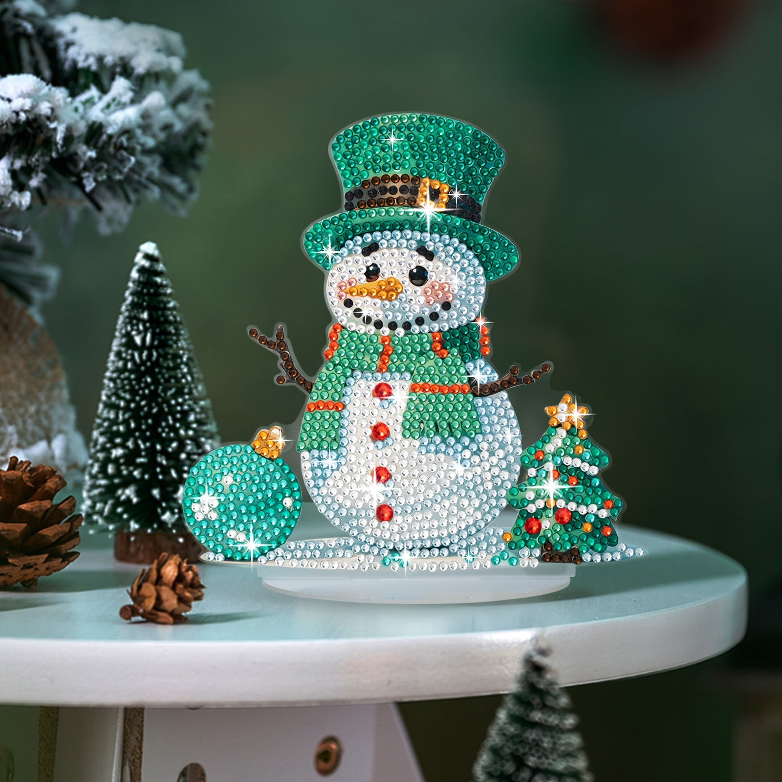 

5d Diy Diamond Painting Kit, Snowman Christmas Theme With Irregular Diamonds, Acrylic Mosaic Art Craft, Tabletop Decor, Art Bedroom Decor Gift Set For Christmas Decoration