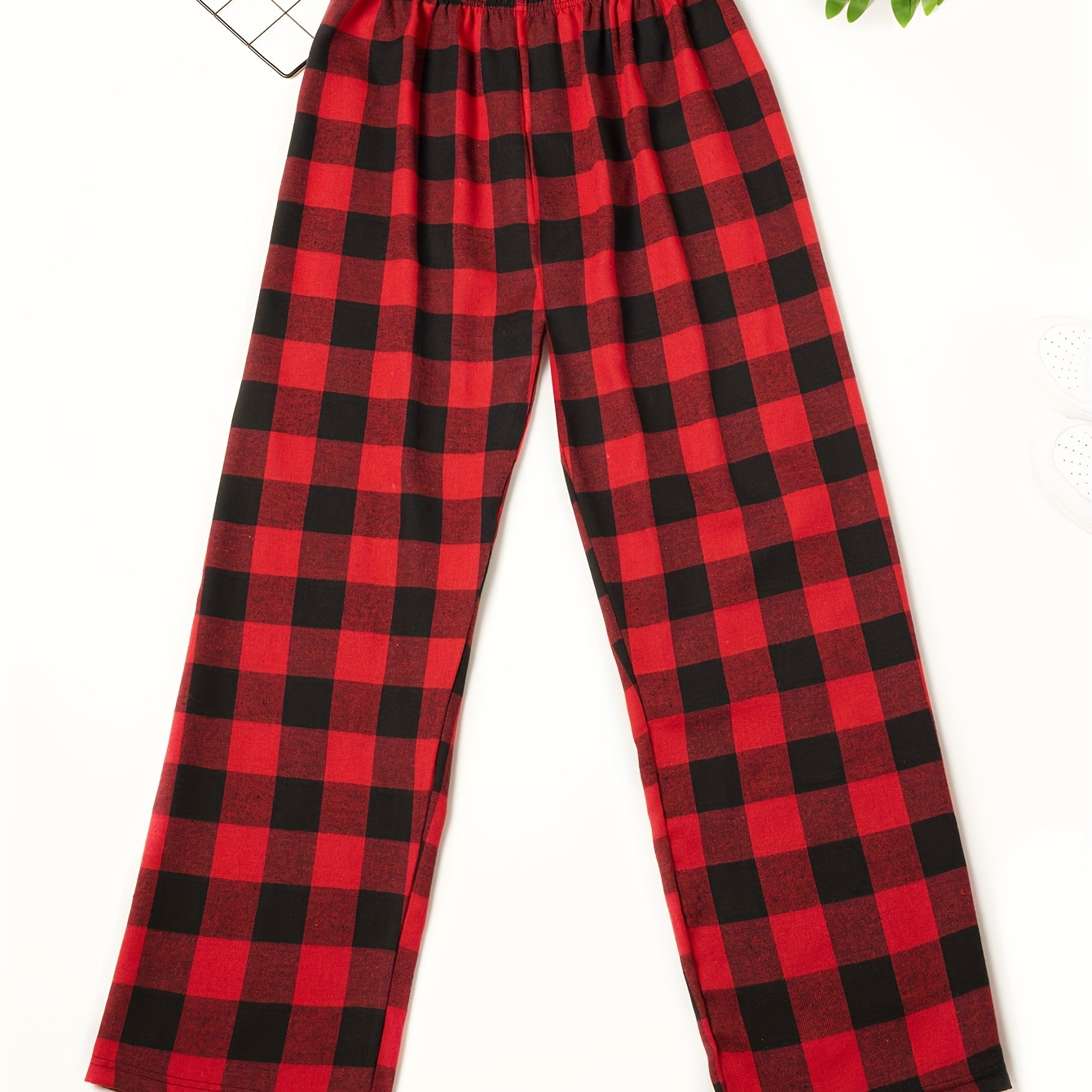 

Men's Simple Style Plaid Pattern Casual Comfy Pants, Trendy Loose Stretchy Elastic Waist Home Pajamas Bottom, Suitable For Sleeping Home