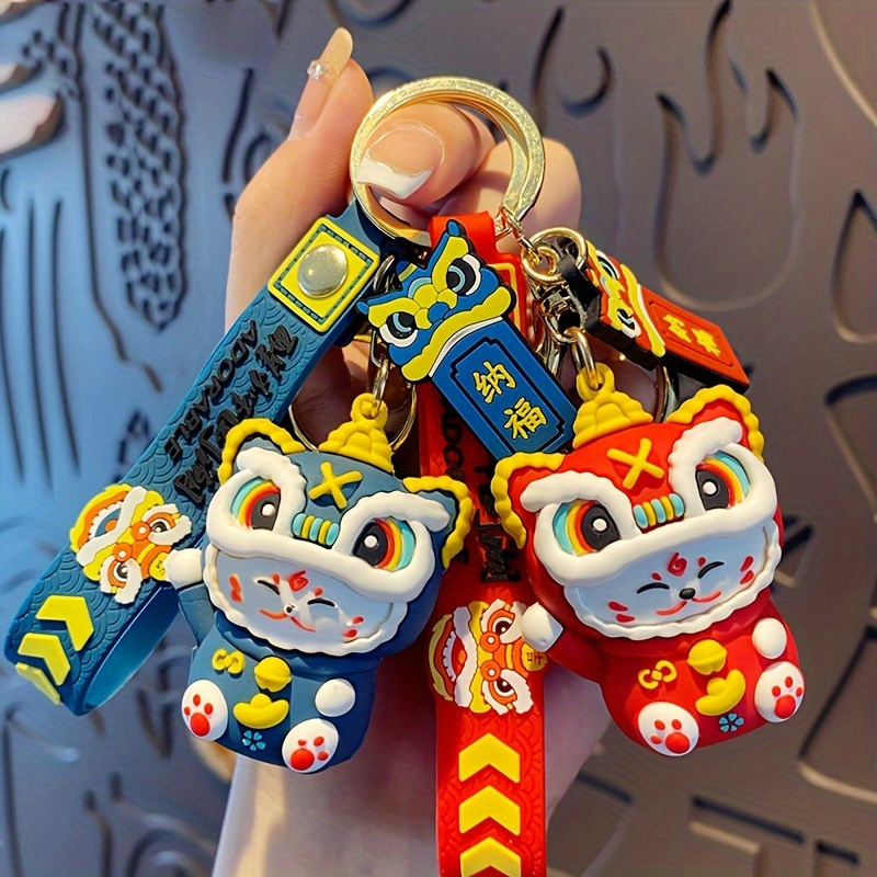 1pc Durable Soft Clay Cute Keyrings & Keychains With Ceramic Lucky Cat For  Men's Gift Car Keychain Bag Pendant And Ornament(Pink Green)